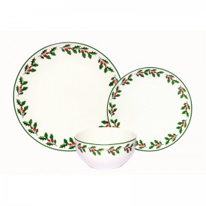 The Holiday Aisle Holly Porcelain Coupe 18 Piece Dinnerware Set, Service for 6 THLY4146